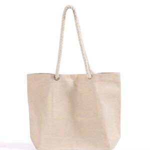 Elegant Cream Tote Bag With Rope Handles